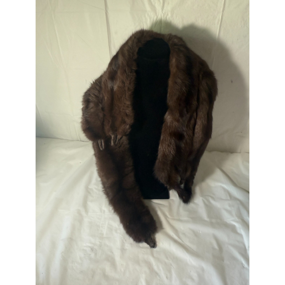 Vintage 1940s 5 Full Pelt Mink Stole brown - Picture 11 of 12